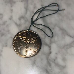 Gold Angel ornament with Green Cord